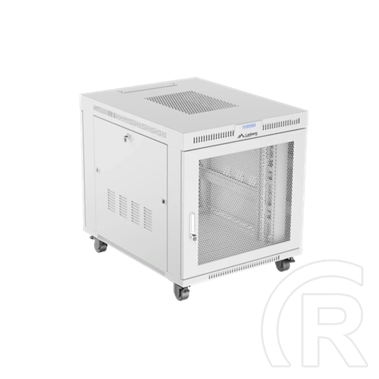 Lanberg 19" szabadon álló rack szekrény (15U, 800x1000 mm, perforált ajtó, lapraszerelt, LCD kijelző, szürke)