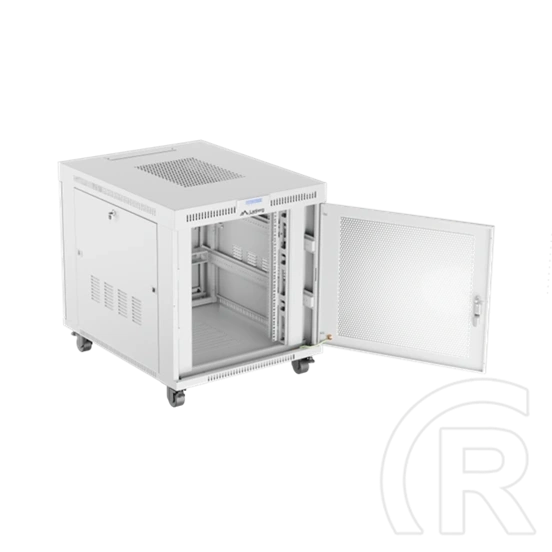Lanberg 19" szabadon álló rack szekrény (15U, 800x1000 mm, perforált ajtó, lapraszerelt, LCD kijelző, szürke)