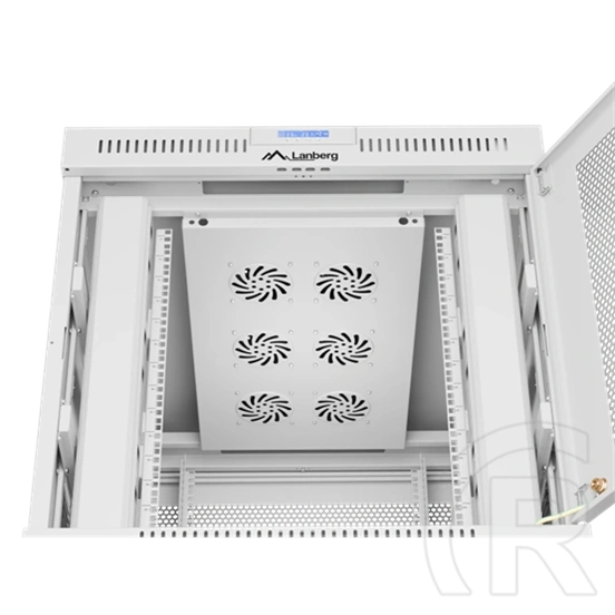 Lanberg 19" szabadon álló rack szekrény (15U, 800x1000 mm, perforált ajtó, lapraszerelt, LCD kijelző, szürke)