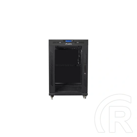 Lanberg 19" szabadon álló rack szekrény (15U, 800x1000 mm, üvegajtó, lapraszerelt, LCD kijelző, fekete)