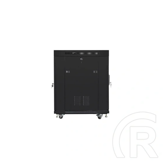 Lanberg 19" szabadon álló rack szekrény (15U, 800x1000 mm, üvegajtó, lapraszerelt, LCD kijelző, fekete)