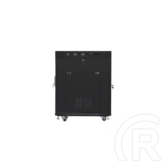 Lanberg 19" szabadon álló rack szekrény (15U, 800x1000 mm, üvegajtó, lapraszerelt, LCD kijelző, fekete)