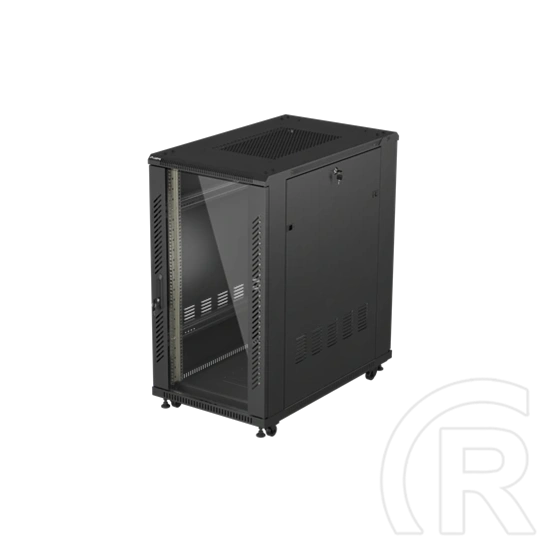 Lanberg 19" szabadon álló rack szekrény (22U, 600x1000 mm, üvegajtó, lapraszerelt, fekete)