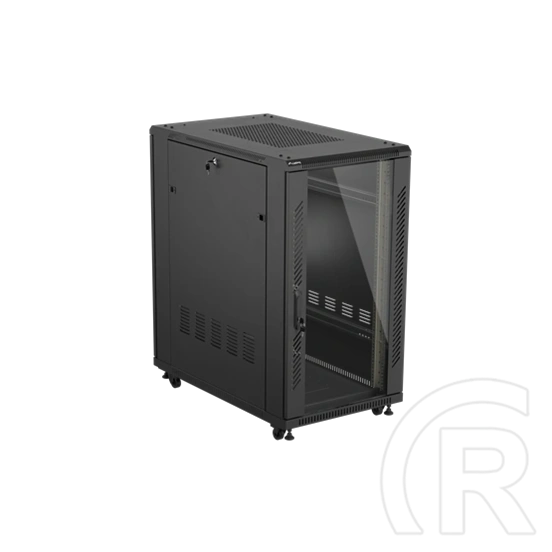 Lanberg 19" szabadon álló rack szekrény (22U, 600x1000 mm, üvegajtó, lapraszerelt, fekete)