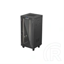 Lanberg 19" szabadon álló rackszekrény 24U (600x600, üvegajtó, lapraszerelt, LCD kijelző, fekete)