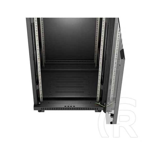 Lanberg 19" szabadon álló rackszekrény 24U (600x600, üvegajtó, lapraszerelt, LCD kijelző, fekete)