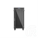 Lanberg 19" szabadon álló rackszekrény 24U (600x600, üvegajtó, lapraszerelt, LCD kijelző, fekete)