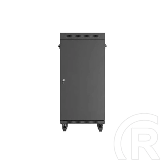 Lanberg 19" szabadon álló rackszekrény 24U (600x600, üvegajtó, lapraszerelt, LCD kijelző, fekete)