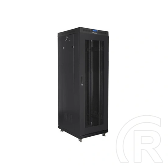 Lanberg 19" szabadon álló rackszekrény (37U, 600x800 mm, perforált ajtó, lapraszerelt, LCD kijelző, fekete)