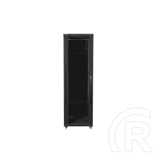 Lanberg 19" szabadon álló rackszekrény (42U, 800x800, lapraszerelt, 720mm mély, edzett üveg elöl, fém hátul, fekete)