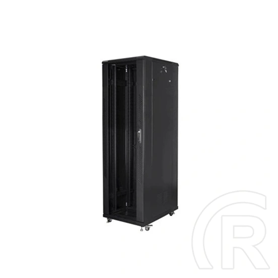 Lanberg 19" szabadon álló rackszekrény (42U, 800x800, lapraszerelt, 720mm mély, edzett üveg elöl, fém hátul, fekete)