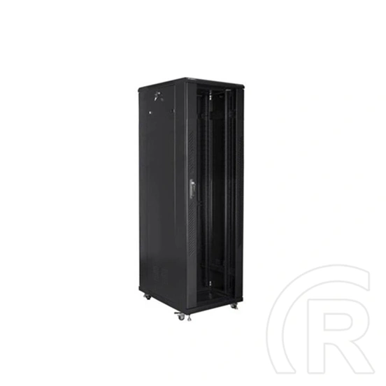 Lanberg 19" szabadon álló rackszekrény (42U, 800x800, lapraszerelt, 720mm mély, edzett üveg elöl, fém hátul, fekete)