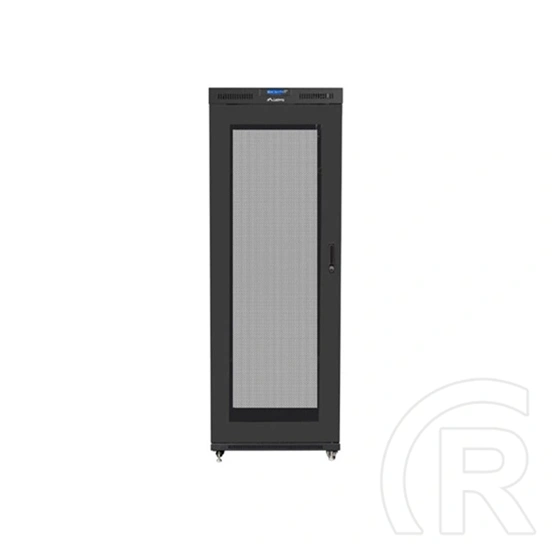 Lanberg 19" szabadon álló rackszekrény (42U, 800x800 mm, perforált ajtó, lapraszerelt, LCD kijelző, fekete)