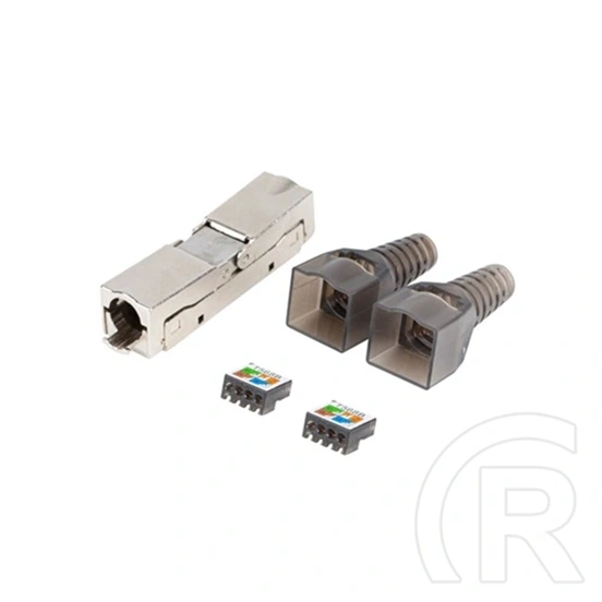 Lanberg CAT6A toldó 2x RJ45 (F/UTP, szerszám nélküli szerelés, ABS, fém, ezüst, átlátszó)