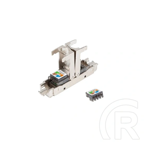 Lanberg CAT6A toldó 2x RJ45 (F/UTP, szerszám nélküli szerelés, ABS, fém, ezüst, átlátszó)