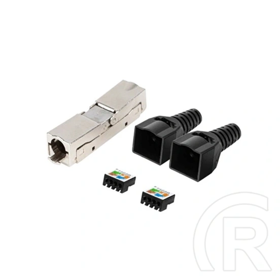 Lanberg CAT6 F/UTP toldó (2x RJ45, szerszám nélkül, ABS, fém, fekete, ezüst)