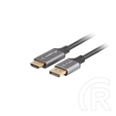 Lanberg DisplayPort (M) > HDMI (M) kábel (1,8 m, 4K, DisplayPort 1.2, HDMI 2.0, fekete, ezüst)