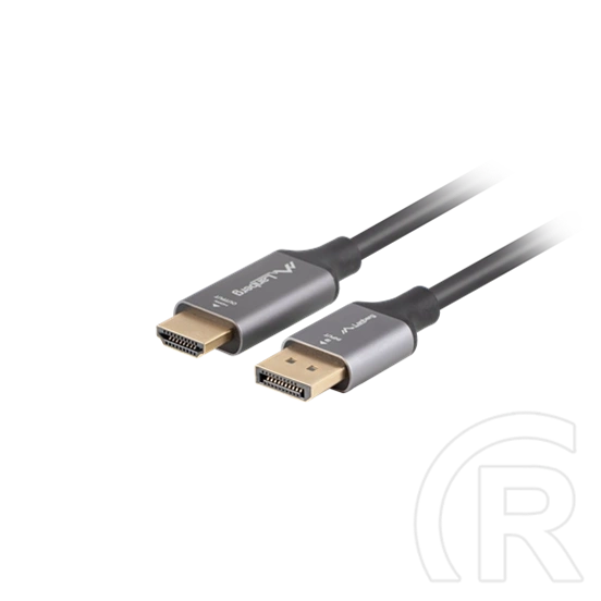 Lanberg DisplayPort (M) > HDMI (M) kábel (1,8 m, 4K, DisplayPort 1.2, HDMI 2.0, fekete, ezüst)