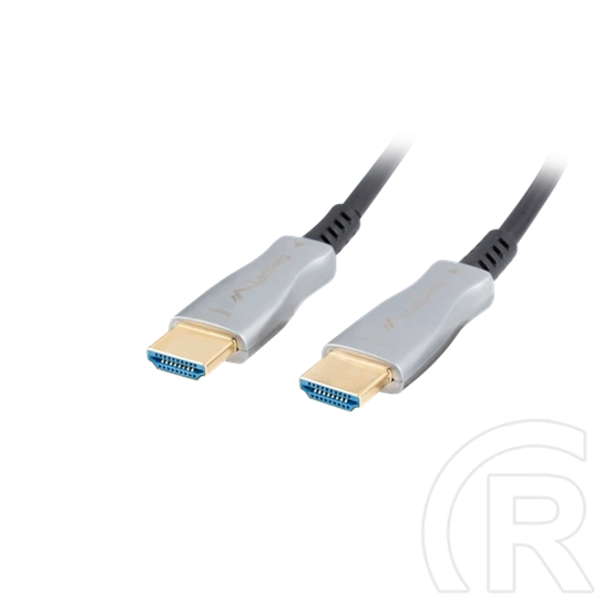 Lanberg HDMI (M/M) v2.0 kábel (20 m, optikai AOC, 18 Gb/s, 3840 x 2160, aranyozott csatlakozó, fekete, ezüst)