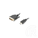 Lanberg HDMI (M) - DVI-D (M) (24+1) kábel (1,8 m, Dual Link, aranyozott csatlakozók, dupla árnyékolás, 4K, fekete)