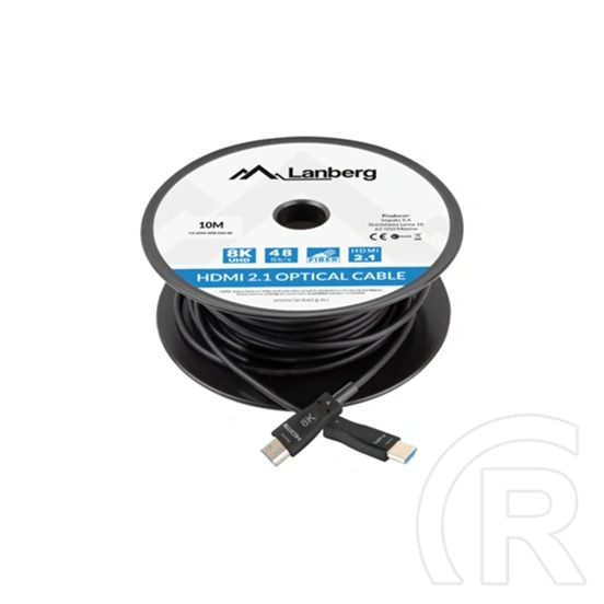 Lanberg HDMI kábel (HDMI 2.1, AOC, 8K@60Hz DSC, 10 m, fekete)