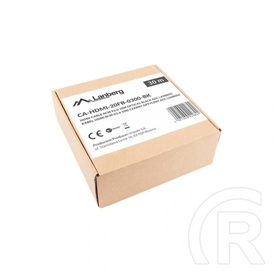 Lanberg HDMI kábel (HDMI M/M v2.0, 30 m, optikai, AOC, aranyozott csatlakozó, fekete, ezüst)