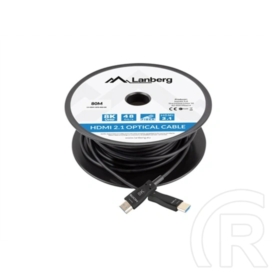 Lanberg HDMI v2.1 M/M AOC összekötő kábel (80 m, Ultra High Speed, DSC 1.2, 48 Gb/s, 8K@60Hz, fekete)