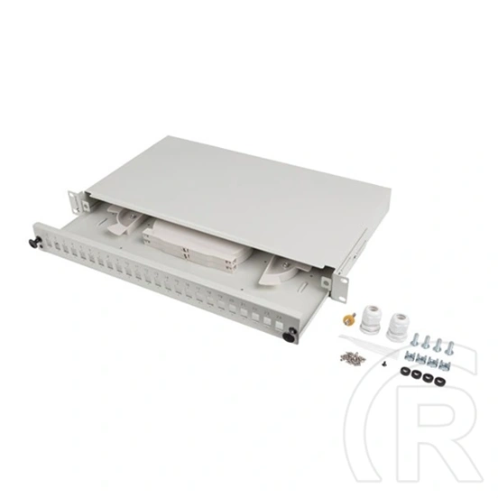 Lanberg Optikai Patch Panel (19", 1U, 24 port, 24xSC simplex/24xLC duplex, kihúzható, szürke)