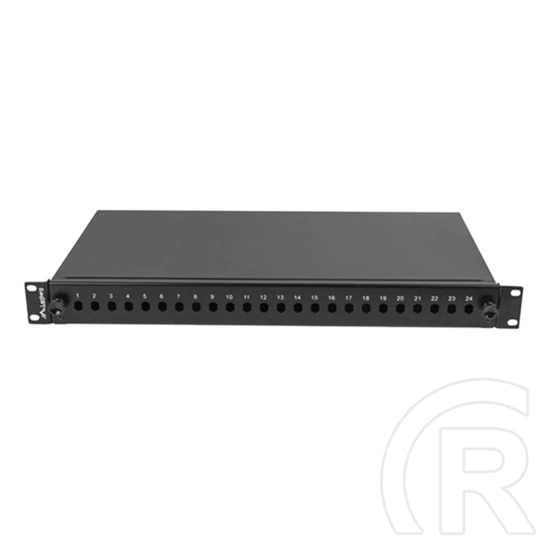 Lanberg Optikai patch panel (19", 1U, 24xST/24xFC, kihúzható, fekete)