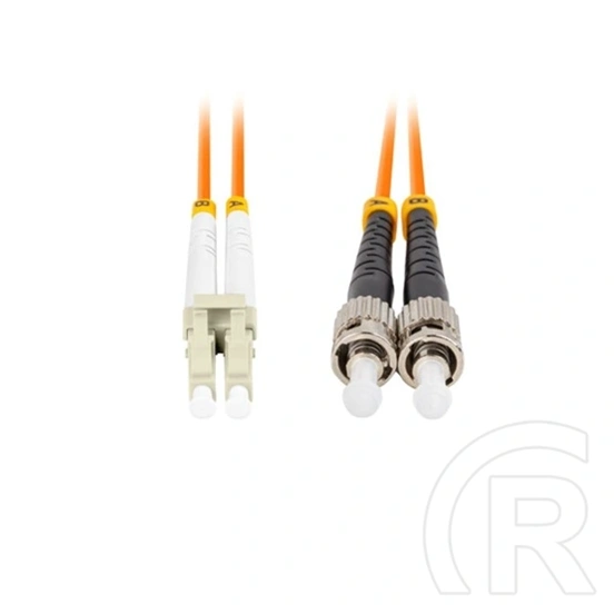 Lanberg Optikai szerelt patch (ST/UPC - LC/UPC, duplex, 5 m, LSZH, OM2, 50/125, 3.0 mm, narancssárga)