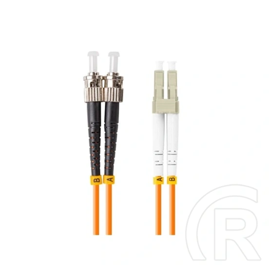 Lanberg Optikai szerelt patch (ST/UPC - LC/UPC, duplex, 5 m, LSZH, OM2, 50/125, 3.0 mm, narancssárga)