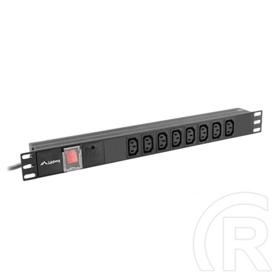 Lanberg PDU (19", 1U, 8 aljzat, IEC C13, C20 dugó, 2 m, 16 A, fekete)