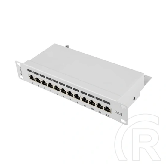 Lanberg Patch Panel (10", 1U, 12 port, CAT6, árnyékolt, szürke)