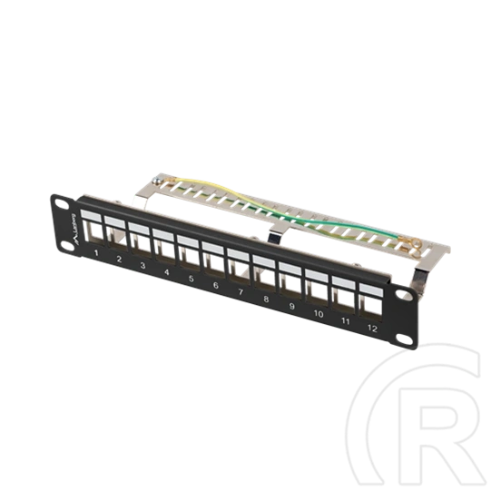 Lanberg Patch Panel (10", 1U, 12 port, FTP, árnyékolt, tehermentesítő, fekete)