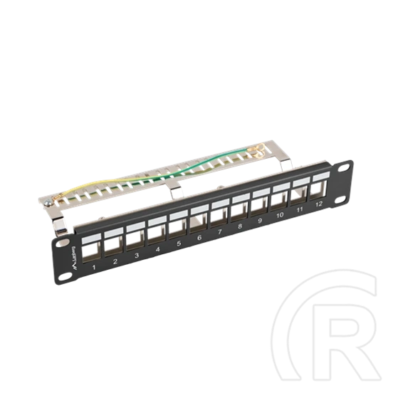 Lanberg Patch Panel (10", 1U, 12 port, FTP, árnyékolt, tehermentesítő, fekete)