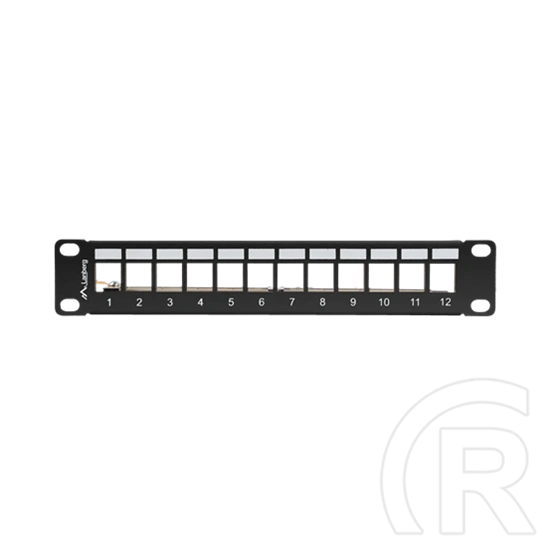 Lanberg Patch Panel (10", 1U, 12 port, FTP, árnyékolt, tehermentesítő, fekete)