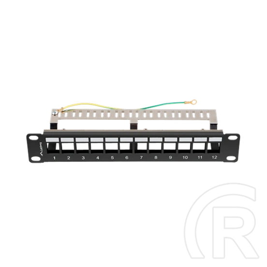 Lanberg Patch Panel (10", 1U, 12 port, FTP, árnyékolt, tehermentesítő, fekete)