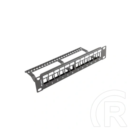 Lanberg Patch Panel (10", 1U, 12 port, tehermentesítővel, fekete)