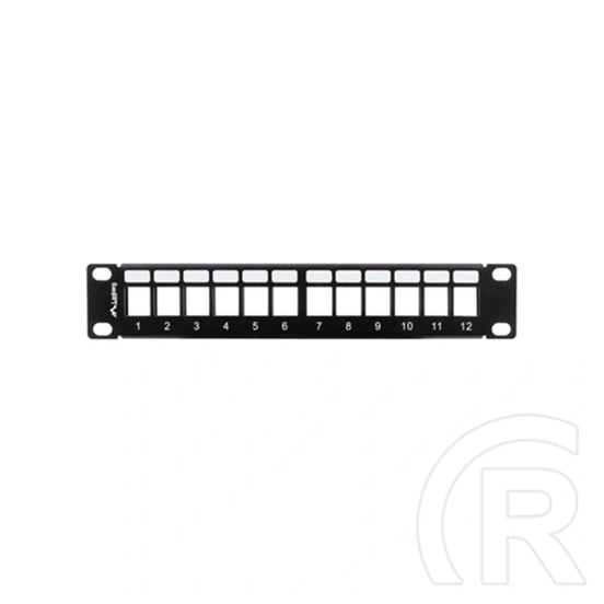 Lanberg Patch Panel (10", 1U, 12 port, tehermentesítővel, fekete)