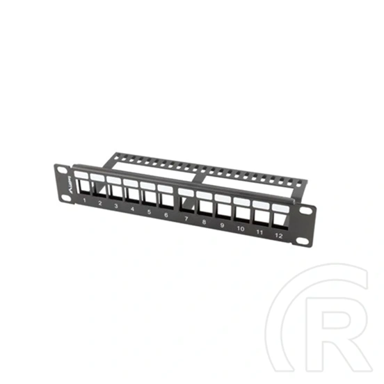 Lanberg Patch Panel (10", 1U, 12 port, tehermentesítővel, fekete)