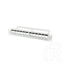 Lanberg Patch Panel (10", 1U, 12 port, üres, tehermentesítővel, szürke)