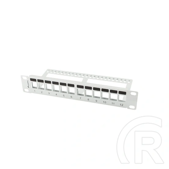 Lanberg Patch Panel (10", 1U, 12 port, üres, tehermentesítővel, szürke)