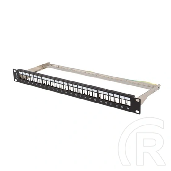 Lanberg Patch Panel (19", 1U, 24 port, FTP, árnyékolt, tehermentesítő, fekete)