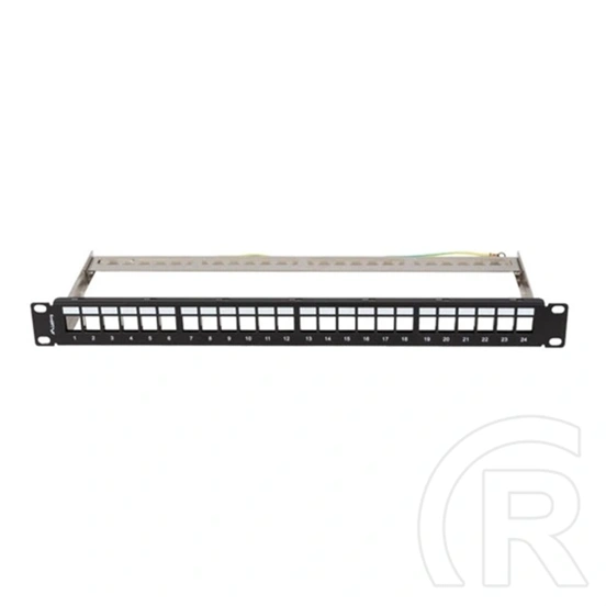 Lanberg Patch Panel (19", 1U, 24 port, FTP, árnyékolt, tehermentesítő, fekete)