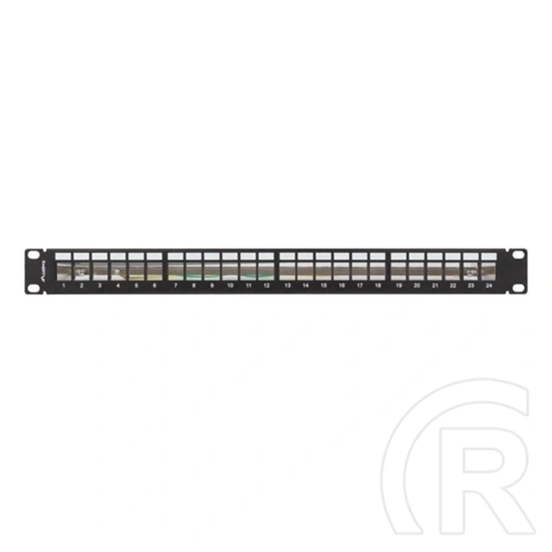 Lanberg Patch Panel (19", 1U, 24 port, FTP, árnyékolt, tehermentesítő, fekete)