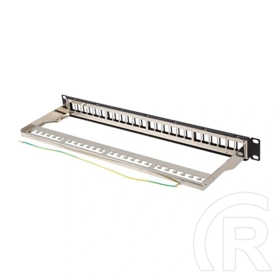 Lanberg Patch Panel (19", 1U, 24 port, FTP, árnyékolt, tehermentesítő, fekete)