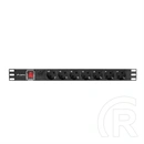 Lanberg Rackmount PDU (19", 1U, 7 aljzat, 2 m, 16 A, fekete)