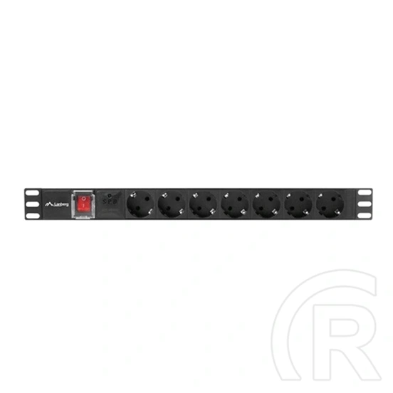 Lanberg Rackmount PDU (19", 1U, 7 aljzat, 2 m, 16 A, fekete)