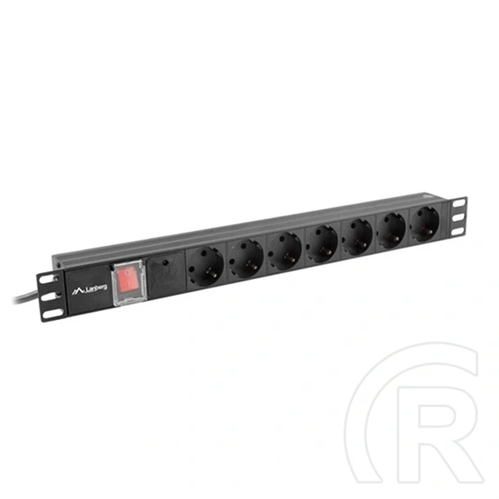 Lanberg Rackmount PDU (19", 1U, 7 aljzat, 2 m, 16 A, fekete)