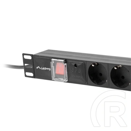 Lanberg Rackmount PDU (19", 1U, 7 aljzat, 2 m, 16 A, fekete)